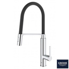 GROHE Feel Single Side Lever Pro Hose Chrome Kitchen 1/2" BSP Mixer Tap 30189000