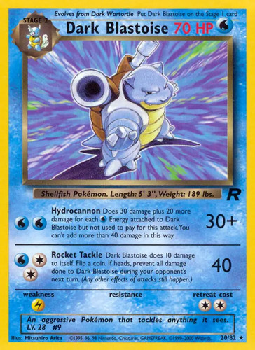 Dark Blastoise - 20/82 - Pokemon Team Rocket Unlimited Rare Card WOTC NM