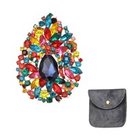 Vintage Kristall Strass Brosche 3.7 Zoll TräNenform FüR Multicolor