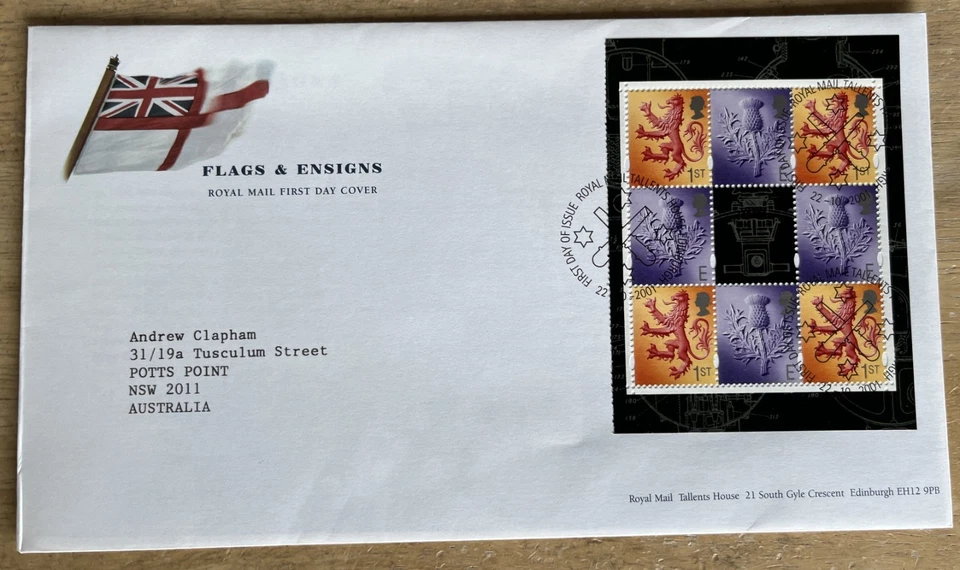 2001 GB Stamps and Miniature Sheet First Day Cover FDC x2 - Flags and Ensigns - Image 2 of 3