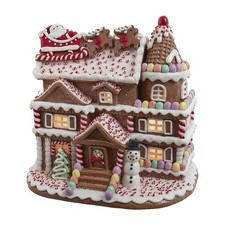 Kurt Adler 10-inch Pre-Lit Gingerbread House with Santa