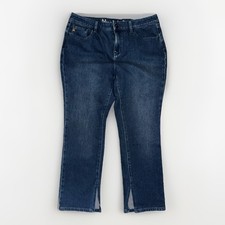 Kim Gravel Belle Jeans Sz 12P Dark Blue High Rise Stretch Slit Hem QVC