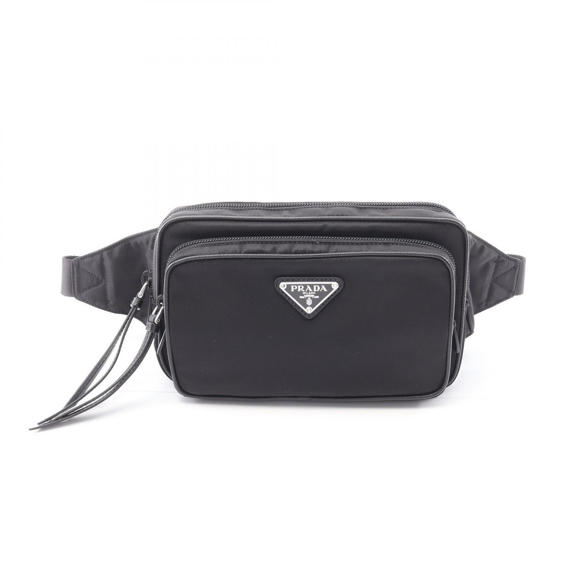 PRADA TESSTO ＋ SAFFIANO Waist Belt Bum Bag Nylon Leather Black