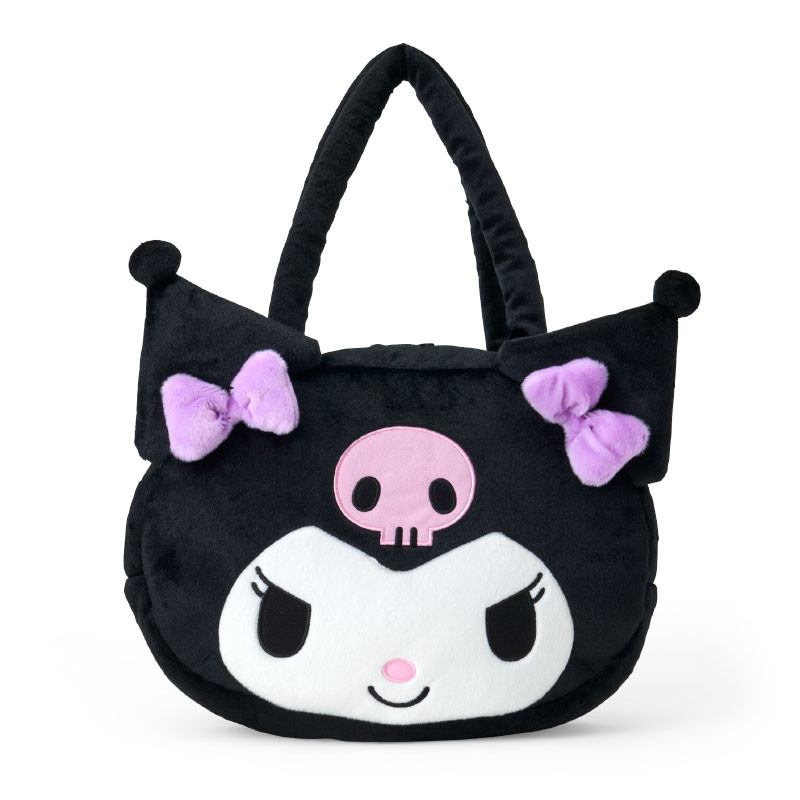 Kuromi Face Shaped Tote Bag cute kawaii white black skull Sanrio