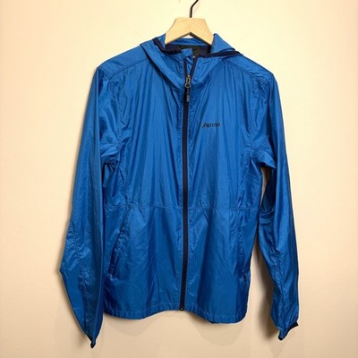 Marmot Mens S Ultra Light Thin Packable Windbreaker Jacket Hooded Ripstop Blue