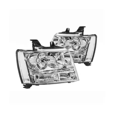 Chrome Lamps Headlights Assembly Fit For Chevy Suburban Tahoe 2007-2013 One Pair