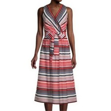 Tommy Hilfiger Nautical Stripe Midi Dress Women’s Size 10 Red White Blue