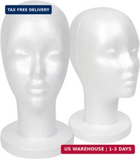 11.4-Inch Styrofoam Mannequin Head 2 Pack - White Foam Wig Display Head for Wi