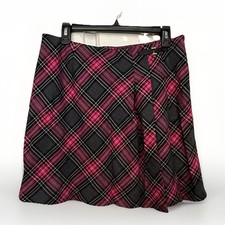 Vintage Y2K Pink  Black Plaid Pleated Goth Mini Skirt Clueless Mean Girls Sz 8