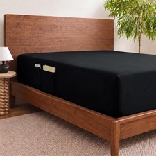 Queen Fitted Sheet DoubleSided Pocket 14 Inch Deep Microfiber Black Bedding