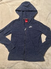 Nike Girls Youth X-Large Full-Zip Hoodie with Logo, Navy