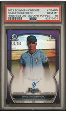 2023 Bowman Chrome Brailer Guerrero Purple Refractror Auto #120/250 PSA 10 Gem
