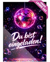 8 Einladungskarten Kindergeburtstag Disco I Disco Einladungen Party #A019