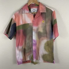 Carne Bollente Men’s M Risky Jizzness Multicolor Watercolor Button Up 