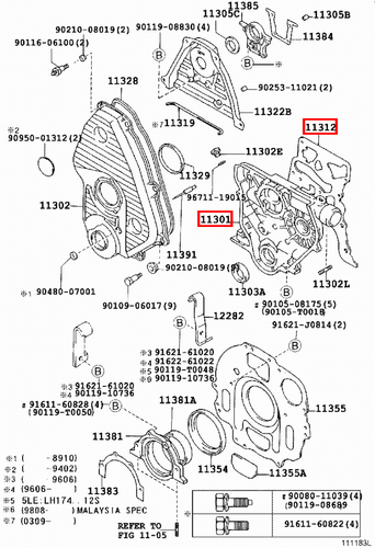 Genuine Hiace LXH22 LXH18 LXH12 LH184 5L 2L Timing Gear Cover Case w Gasket - Picture 12 of 20