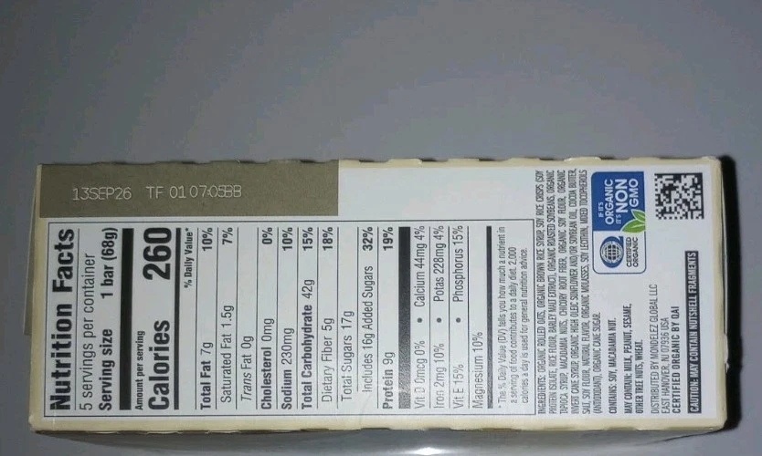 CLIF BAR - Chocolate Blanco Sabor Nuez Macadamia - Hecho con Avena Orgánica - 9g Foto 3 de 3