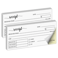 Receipt Book 2-Pack, 2.75x6 Pocket Size 2-Part Carbonless, Made in USA, Cute ...