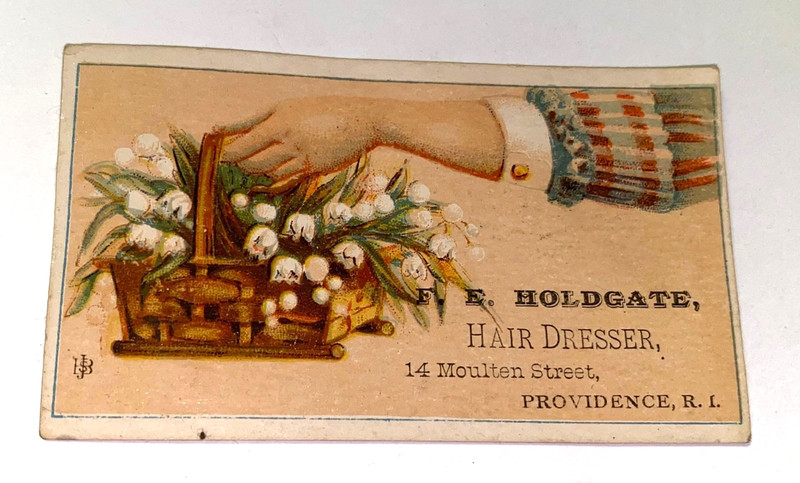 Rare Antique ID'd Victorian American Hair Dresser Barber Advertising Trade Card!