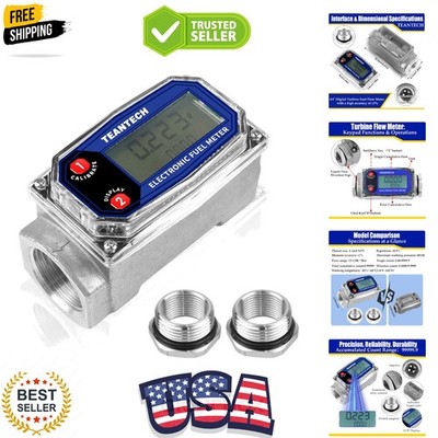 Turbine Flow Meter 3/4'' inch Digital LCD Display with NPT Counter Oil Flowmet...