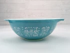 Vintage Pyrex 4Qt Mixing Bowl #444 Turquoise Blue Cinderella Amish Butterprint