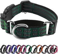Martingale Collar for Dogs,Reflective Escape Proof,Dark Green,L No Pull withou