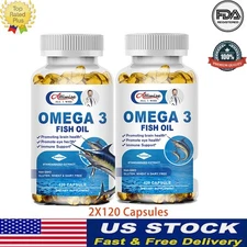 2Pack Omega 3 Fish Oil Capsules Strength 3600Mg Epa & Dha, Highest Potency