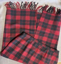 Vintage Briggs New York Womens 16 Red Tartan Plaid Fringe Midi Skirt Wool Blend