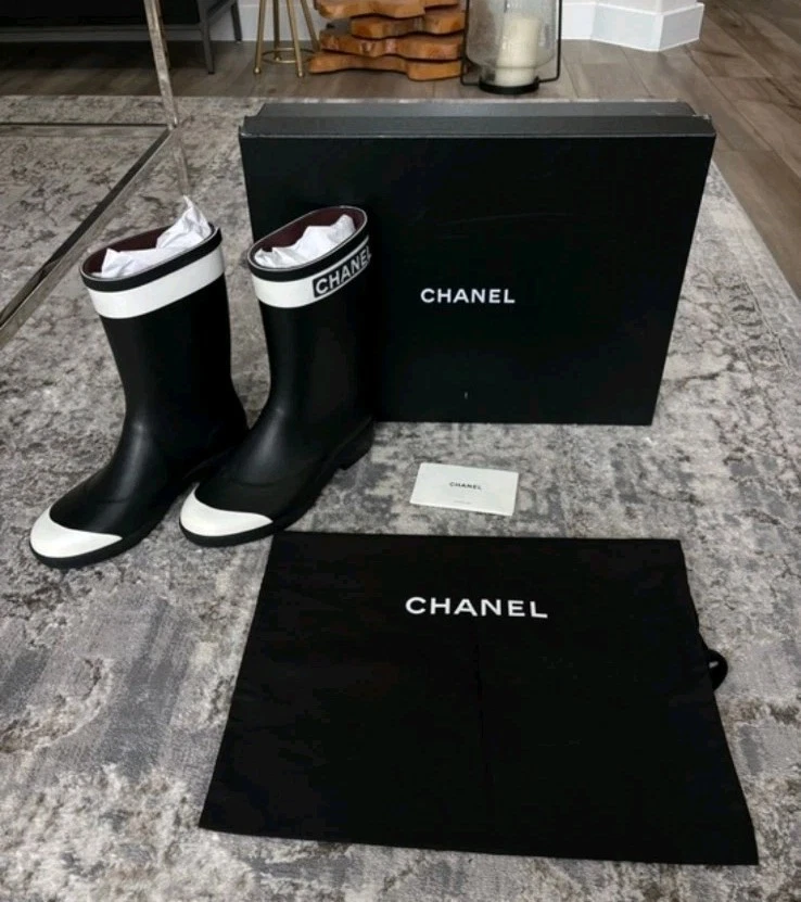 CHANEL Low 3/4 to 1 1/2 Inch Rain Boots for Women for sale | eBay