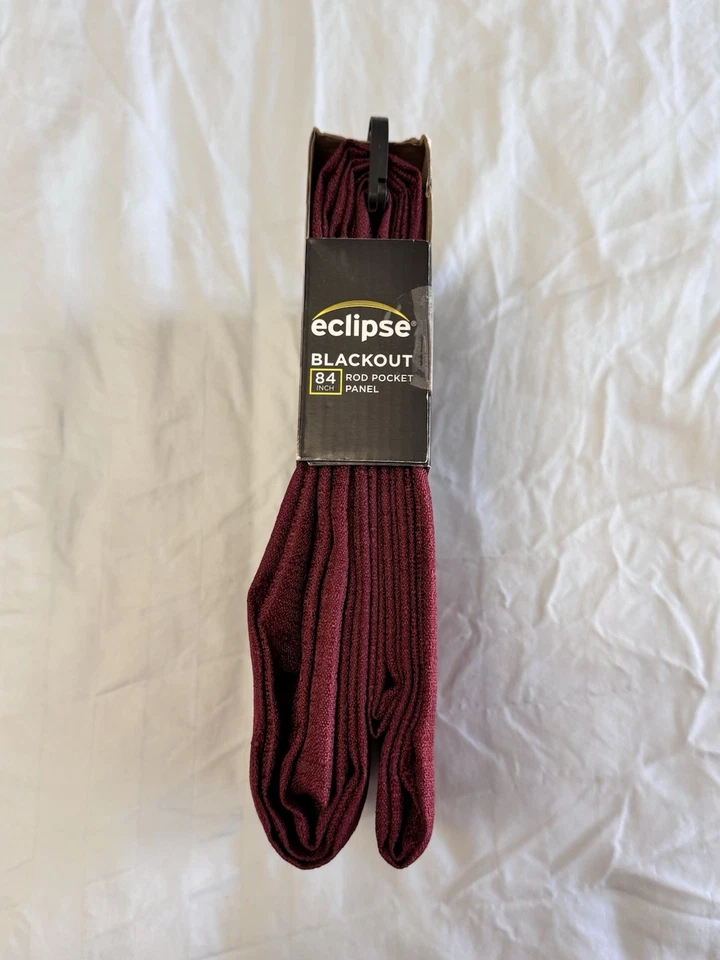 Eclipse Blackout Curtain Panels Burgundy 84” Length Rod Pocket Thermaback Pair - Image 3 of 4