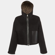 Fendi Black Wool Zucca Monogram Reversible Jacket S