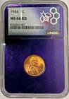 1944 Lincoln Cent (Wheat Penny), NGC MS-66 RD, Purple Core Slab