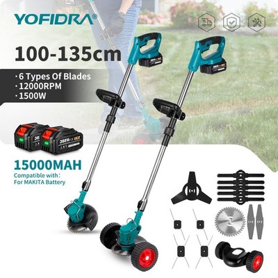 2 Battery Electric Cordless Grass Trimmer Strimmer Garden Edger Cutter 1500W