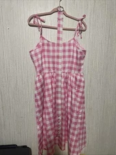 NWT Unique Vintage Size XL Pink Plaid Gingham Print Dress Matching Belt
