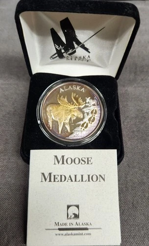 Alaska Mint Moose Medallion Silver 1oz .999 Moose with Box & COA