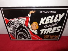 16 x 11 INCH KELLY SPRINGFIELD TIRES ADV. SIGN HEAVY METAL PORCELAIN # 1017