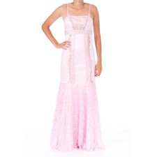 Sue Wong  Pink Embellished Lace Fan Pleated Mermaid Formal Gown 6 NEW 649.