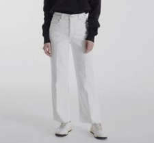 $243 Boyish Women's White The Mikey High Waist Wide Leg Jeans Size 27