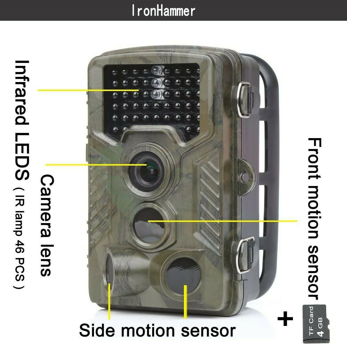 Iron Hammer Digital Trail Camera Hunting Game Scouting, 12MP 2.4in TFT, Open Box