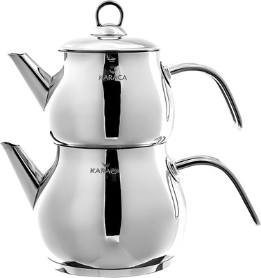 Layla Teapot Set, Stainless Steel, Tea Pot 1L (2.2Lb), Kettle 1.75L (3.85Lb), Si