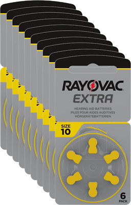 60 x Rayovac Hörgerätebatterien 10 Extra Advanced 1,45V 105mAh 10AU-6XEMF