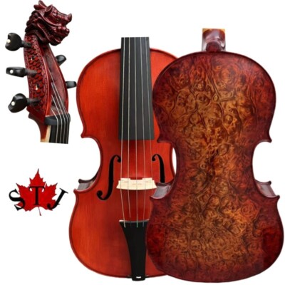 5 strings viola 18'', higher ribs,Rich Deep bigger Sound,bird's eye Back#15984