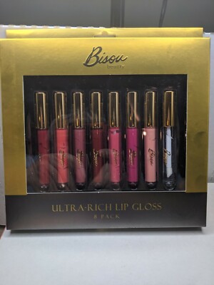 Bisou Beauty Ultra Rich Lip Gloss Set Of 8 Colors New Sealed