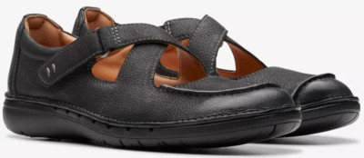 Clarks Womens Un Loop Strap Mary Jane Black Leather 26174970