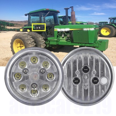 2X LED Tractor Light Round Flood Light For John Deere 20 Series 2520 3020 4020