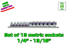 Set of 13 pcs 3/8” Drive 12 Point SAE Imperial Inch Standard Socket 12pt 3/8inch