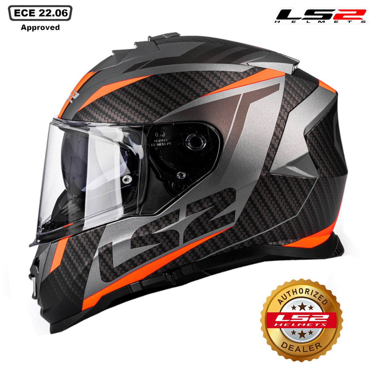LS2 FF800 STORM DOBLE VISERA CARA COMPLETA MOTO CASCO RACER TITAN FLUO