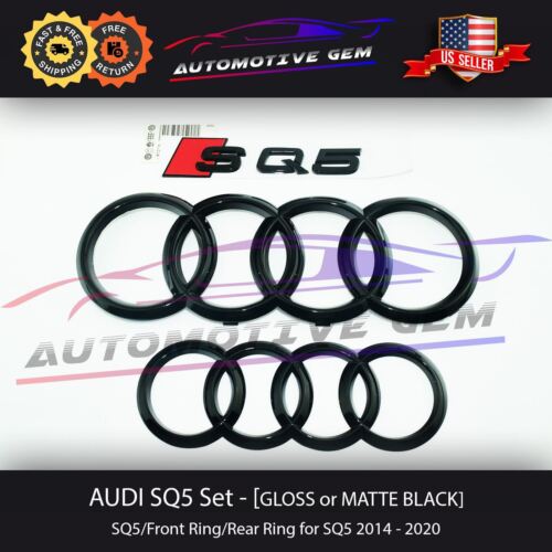 Audi SQ5 BLACK Ring Emblem Front Grille Trunk Badge Supercharged Set 2014-2020 - Picture 1 of 6