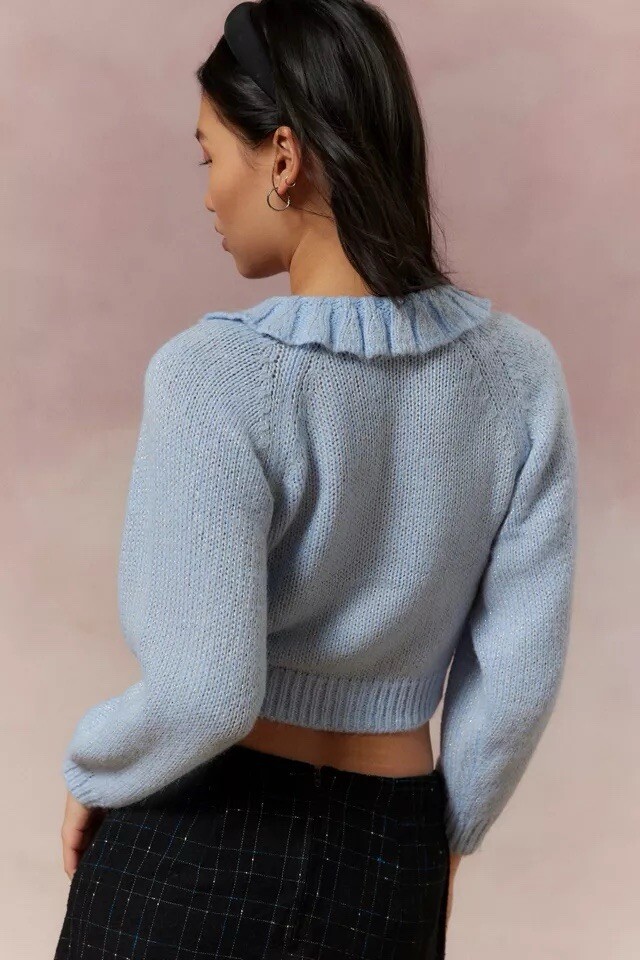 NWOT Urban Outfitters Kimchi Blue Maribell Sparkly Cardigan Sweater Blue Sz XS image 2