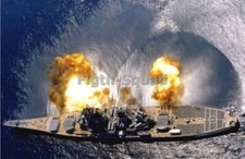 WW2 Picture Photo US Navy Warship Iowa Firing Picture  5458