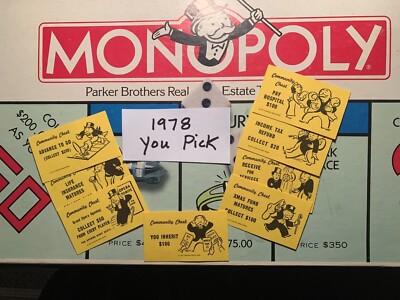 Monopoly   You Pick   COMMUNITY CHEST CARDS   1978   Parker Brothers
